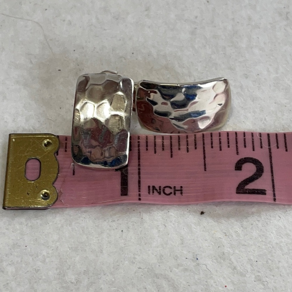 Sterling Silver Hammered Rectangular Earrings Pie… - image 7